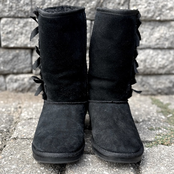 KOOLABURRA by UGG,“Victoria” Tall Boot, Black Suede,Big Girls Size 5. GUC,No Box - Picture 1 of 11